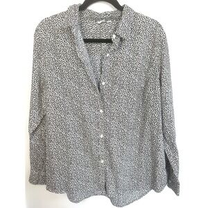 GAP Women's XL Leopard Print Button Down Shirt‎ 100% Cotton Long Sleeve Animal